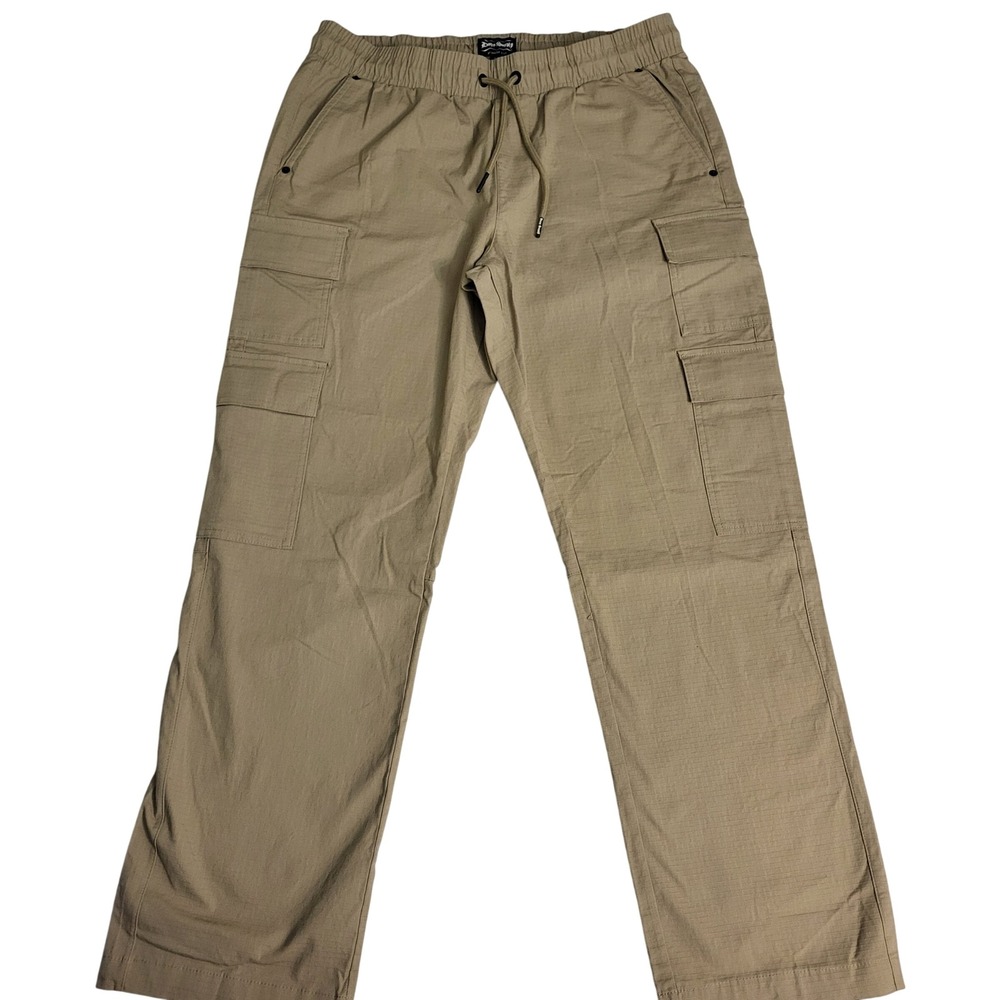 Dogg Supply Ripstop Cargo Pants Khaki Streetwear Utility Elastic Waist Mens Lg